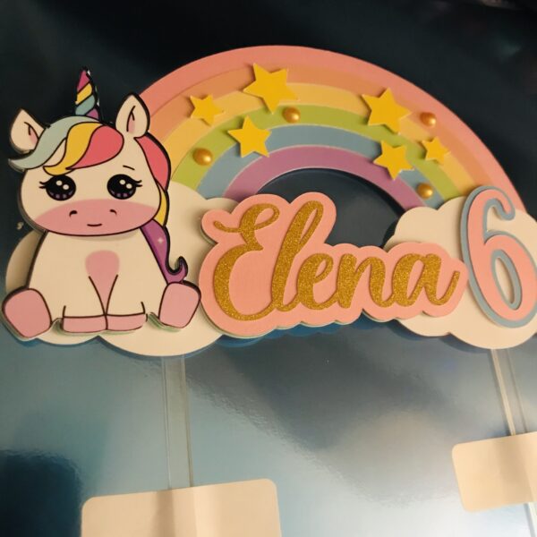 Toppers Licorne 3D personnalisé