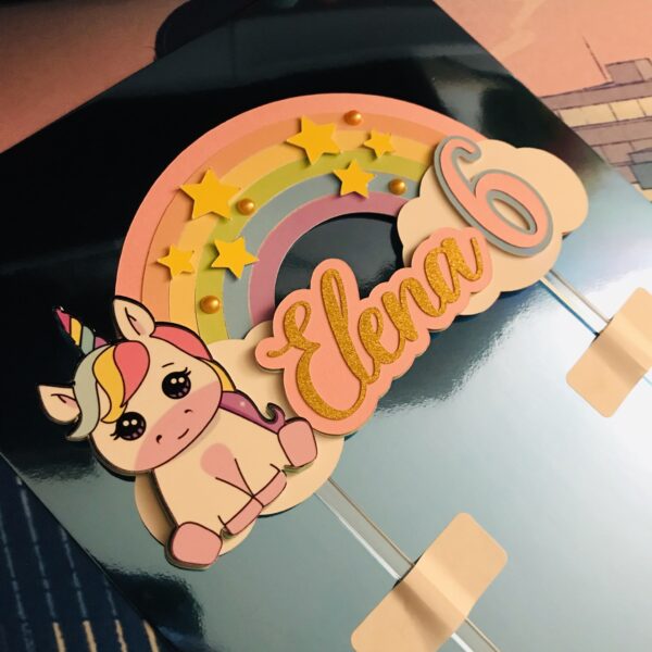 Toppers Licorne 3D personnalisé – Image 3