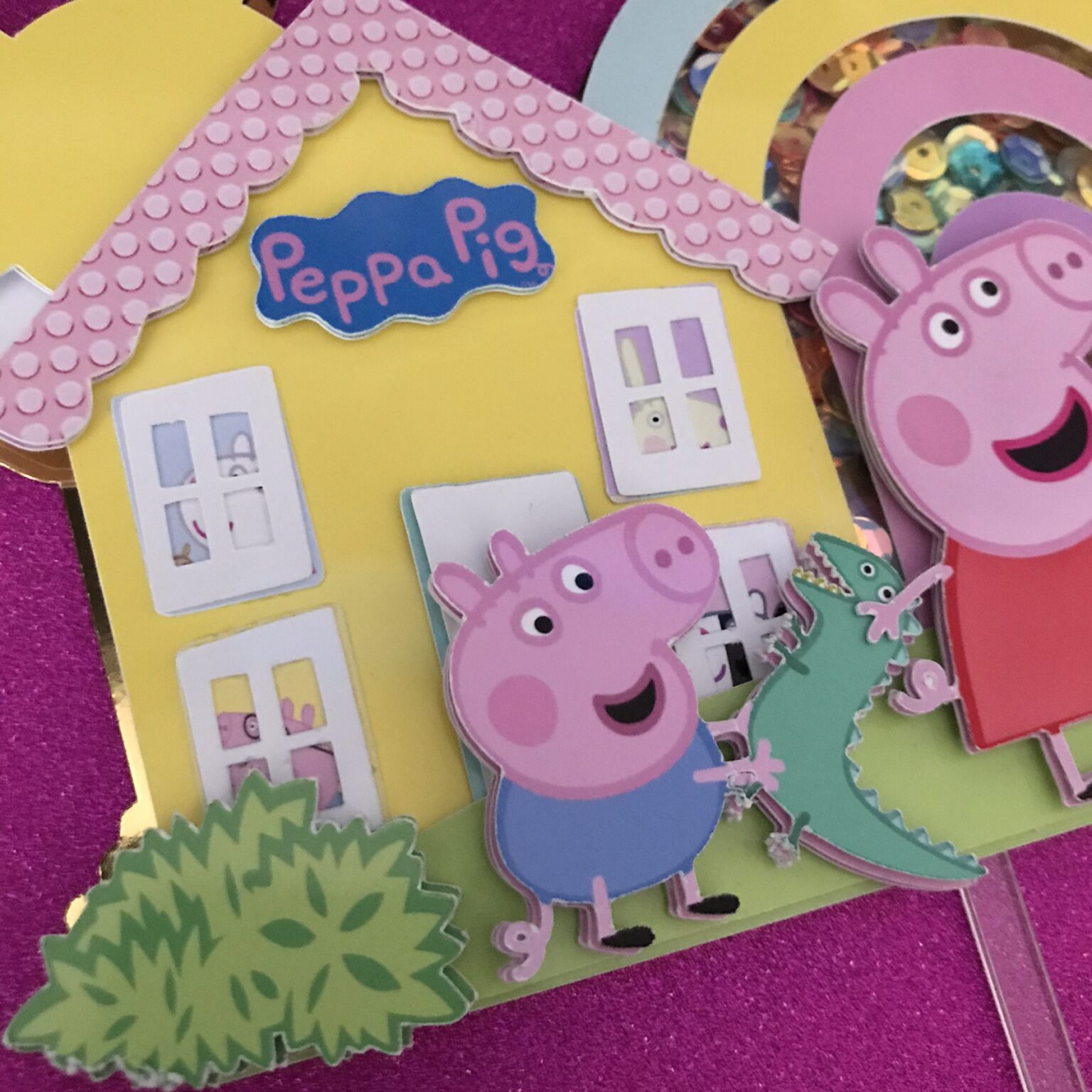Cake Topper Peppa Pig Personalizzato Con Nome Ed Età, Shaker 3D Multicolore, Festa Compleanno - Foto 6