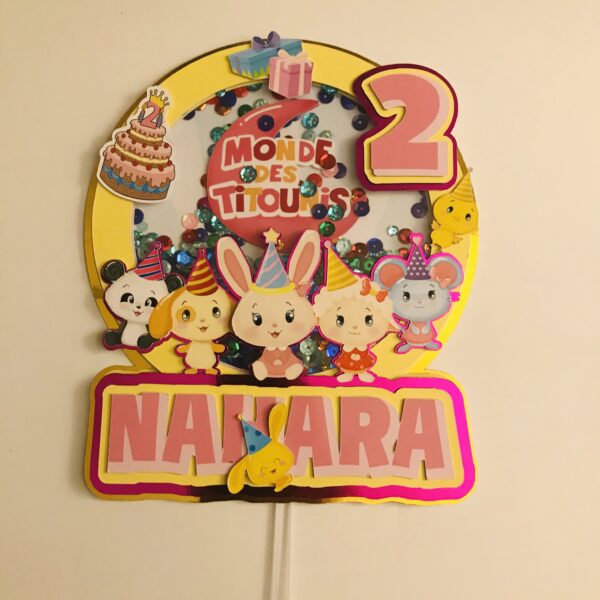 Toppers TITOUNIS GIRLY Shaker 3D personnalisé