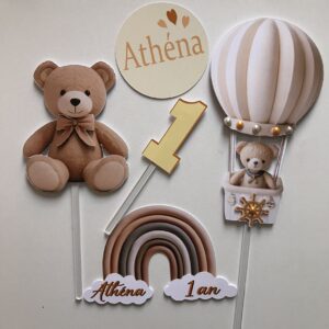 Kit Toppers Ourson Montgolfière personnalisé