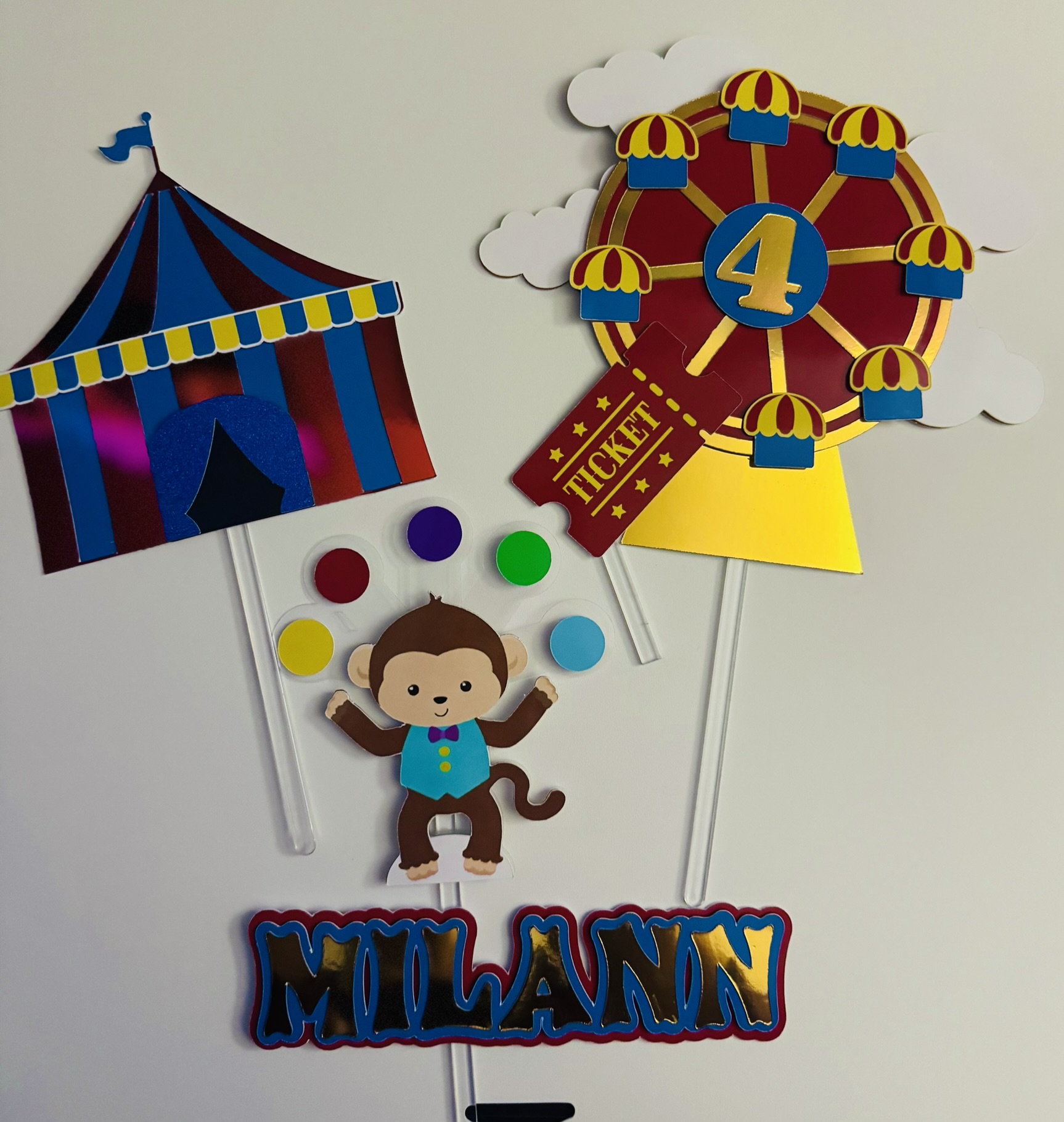 Kit Toppers CIRCUS GOLD personnalisé